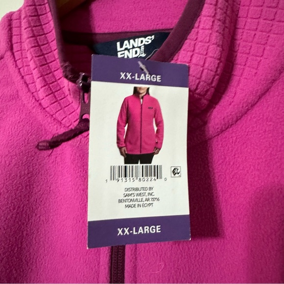 Land’s End Grid Fleece Fuchsia Zippered Jacket—XXL - Picture 8 of 11